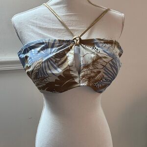 Aerie Tropical Blue and Tan Bikini Top